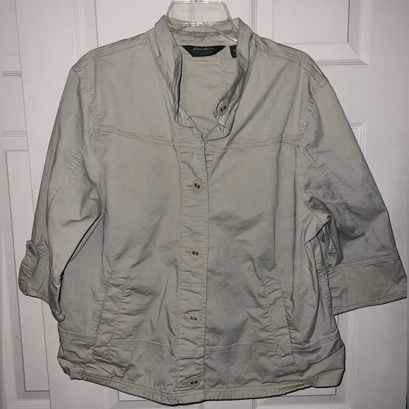Y2K Eddie Bauer Lightweight 3/4 Sleeve Utility SPRING Jacket - Picture 1 of 3